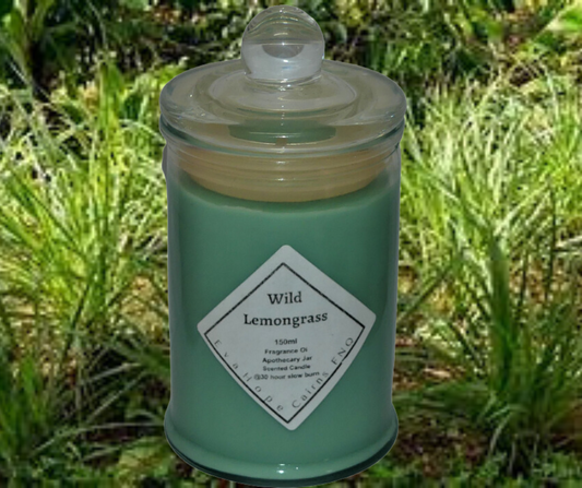 Wild Lemongrass 150ml Fully Scented, Natural Soy Wax. @ 30 hr slow burn