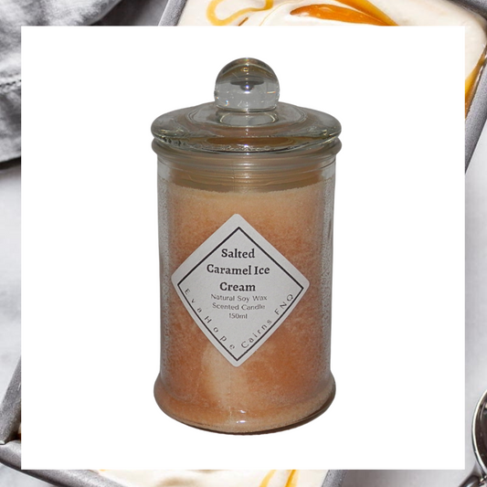 Salted Caramel Ice Cream 150ml Apothecary Jar Candle. @ 30 hr slow burn